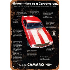 RetroRust 10 x 14 METAL SIGN - 1968 Chevy Camaro Z28 - Vintage Rusty Look