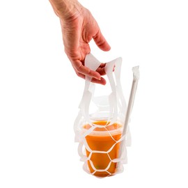 Bag Tek 7.9 Inch Net Bags, 100 Expandable Net Shopping Bags - Built-In Handles, Disposable, White Non-Woven Net Market Bags, Honeycomb Design, For Take Out Or Delivery - Restaurantware