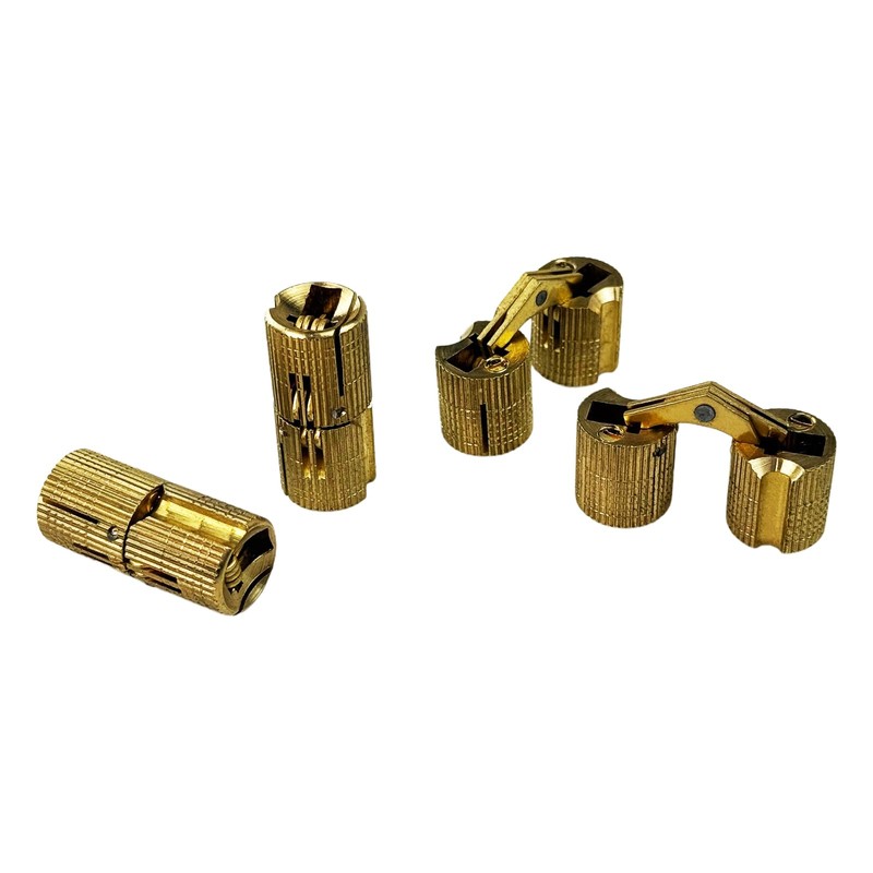 10Pcs Brass Barrel Hinges, Invisible Cabinet Furniture Hinges with 180