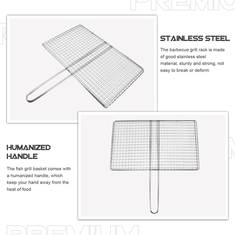 Yardwe Fish Grilling Basket Stainless Steel Barbecue BBQ Grill Basket