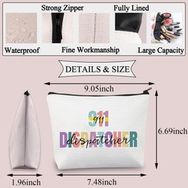 BDPWSS 911 Dispatcher Makeup Bag Emergency Dispatcher Gift First Responder Operator Gift Dispatcher Appreciation Zipper Pouch (911 Dispa)