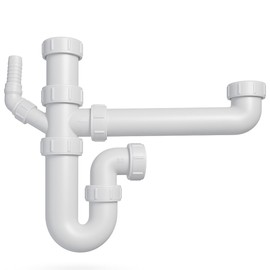 Hulthor Universal Double Bowl Sink Waste Kit - 1.5 & Double Bowl Kitchen Sink Trap, 40mm, Waste Pipe & Fittings