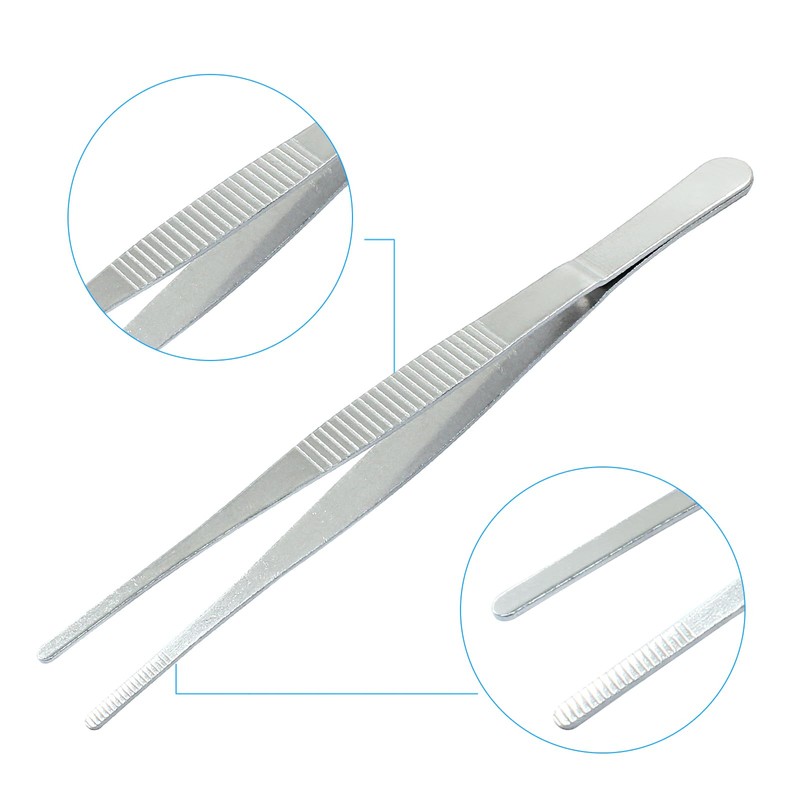 Cionyce 2 Pcs 6 Inch Stainless Steel Forceps, straight Metal