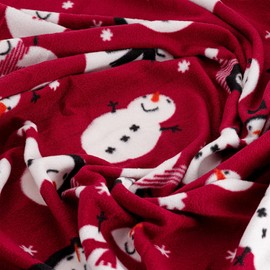 Celebright Christmas Fleece Throw - Large 50 x 60 Inch (127 x 152cm) Fluffy Microfiber Blanket Throw Over for Bed, Sofa, Couch - Plush Snuggly Cosy Winter Warmer - Snowman Red Pattern