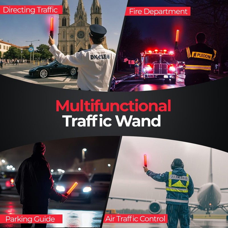 2 Pack Traffic Wand Rechargeable, 10 Inch Traffic Control Baton