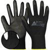 10 Pairs Hase Safety Gloves PU Black Nylon Work Gloves