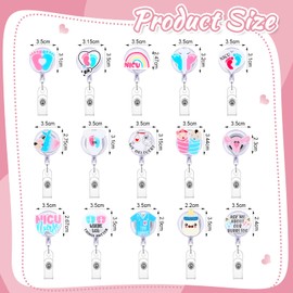 Yexiya 15 Carretes de Insignias de Mano de Obra y Entrega Carrete de Insignia de Enfermera de Acrílico NICU Soporte de Insignia Retráctil de Pies de Bebé con Clip Carrete de Insignia Lindo Divertido