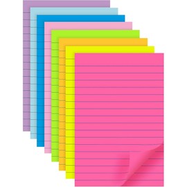 AIMALL 8-Pack Lined Notes, 360 Sheets Total, 4x6 Inches, Multi-Colored Sticky Notes with Line, Ideal for Reminders, School, and Office