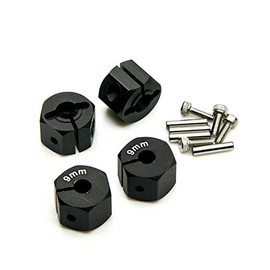 ZuoLan 1 Set Aluminium 12 mm Wheel Hex Rim Hex Hub Nut Caps Pin Set for 1/10th RC Model Car (Black, 9 mm)