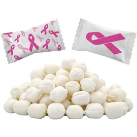 Pink Ribbon Buttermints, Mint Candies, After Dinner Mints, Butter Mint Candy, Fat-Free, Kosher OU-D, Individually Wrapped (110 Pieces)
