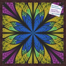 PinPix decorative pin cork bulletin board made from self-healing canvas, Fractal Psychedelic Flower printed at 24x24 Inches and framed in Coffee(WOM1343)