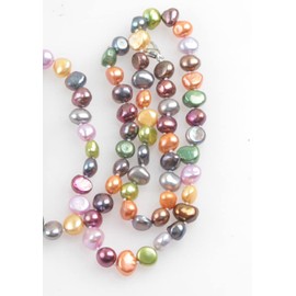 Treasure Bay Stunning Multi-Colour 8-9mm Freshwater Pearl Necklace for Women Lobster Claw Clasp 21IN