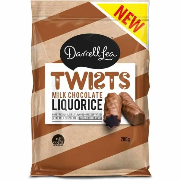 Darrell Lea Bulk Darrell Lea Twists Milk Chocolate Coated Original Liquorice 200g ($5.50 each x 12 units)