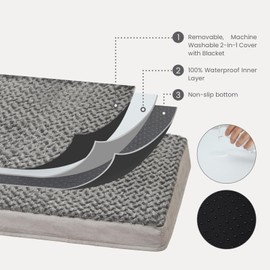 GOHOO PET Orthopedic Memory Foam Bed for Large Dogs, Waterproof Cooling Pet Mats for Crate with Removable Washable Cover,Ideal for Arthritic Dogs (X-Large-41"x 29" x 4", Rose Plush+Blanket)