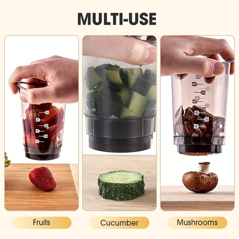 Cup Slicer, Fruit Slicing Cup with Removable Blade & Push