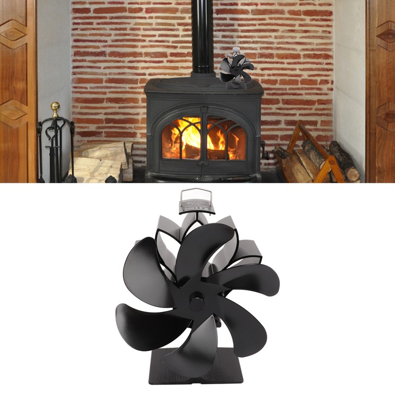6 Blade Stove Eco Fan Black High Temperature Resistant Self