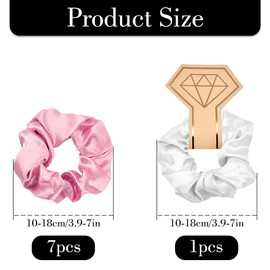 8 Pcs Hair Scrunchies - GLADFRESIT - Bridesmaid Scrunchie Set Satin Hair Ties Satin Hair Scrunchies Bridal Shower Scrunchy Hairbands Hair for Girls Women Bridal Hen Party(Pink)