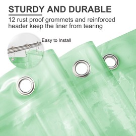 AmazerBath Shower Curtain Liner, 72x72 Transparent Mint Green Shower Curtain Liner, Lightweight Plastic Shower Curtain Liner, Waterproof Shower Liner for Bathroom with 3 Magnets and 12 Grommet Holes