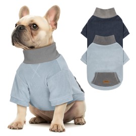 cyeollo 2 Pack Fleece Dog Sweater, Soft Turtleneck Winter Sweater for Small to Large Dogs, Warm Dog Sweatshirt, Stretchy Comfortable Pullover Pet Clothes Apparel, Navy & Light Blue L