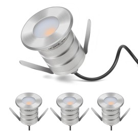 Low Voltage LED Inground Well Light 4-Packs, 3W 3000K Warm White IP67 Waterproof Aluminum Buried Underground Lights for Outdoor Landscape Lighting, Deck, Yard, Pool, 12V-24V DC, AC12V (4-Pack)