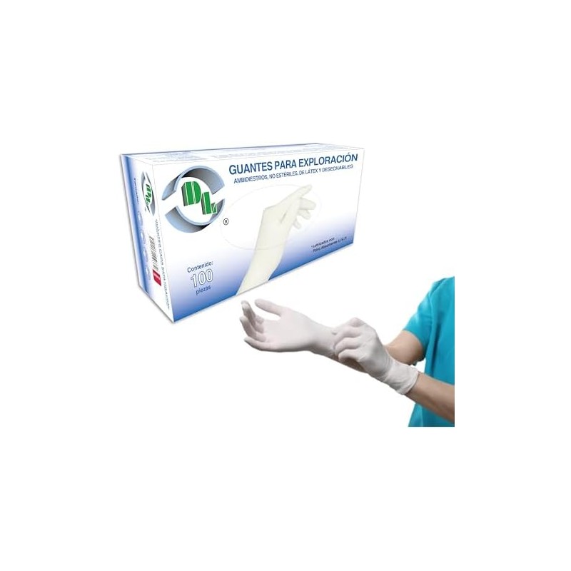 Guantes de latex para examen y exploracion no esteriles caja