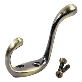 Rok Hardware Heavy Duty Dual Home Closet Wall Towel Coat Hook, 3-1/2", Antique Brass ROKCH101AB