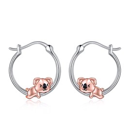 VONALA Animal Hoop Earrings, 925 Sterling Silver French Bulldog/Black Cat Jewellery for Women and Girls, Sterling Silver