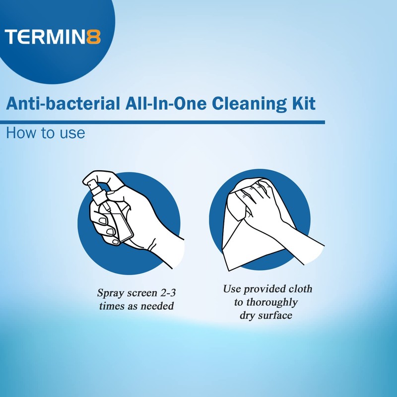 Termin8 Antibacterial All in One Screen Cleaning Kit with Cleaning