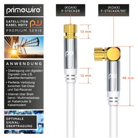 CSL - 15 m SAT Cable 8k 4k HDTV 90 Degree Angled 135dB - Premium SAT Antenna Satellite Cable F Connector - TV HDTV Radio DVB-T DVB-C DVB-S DVB-S2 - Shielding Dimensions 135 dB 75 Ohm - White
