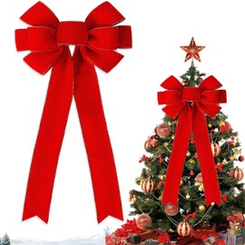 Red Bows Christmas, Christmas Bow, Christmas Red Bow, Christmas Tree Bows, Large Bow, Christmas Tree Decoration Bow for Crafts Christmas Wreath, Christmas Tree Decoration