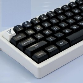 Sumgsn 154 Keys WOB Keycaps, Black and White Minimalist PBT Keycap,Cherry Profile Double Shot Keycap, Custom Keycap Set for 60/75/84/104/108 Layout Keyboard (Black)