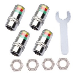 ULTECHNOVO Car Tire Pressure Monitor Caps Anti-Theft Valve Stem Caps with Three Color Warning Durable Design for Enhanced Safety and Easy Installation