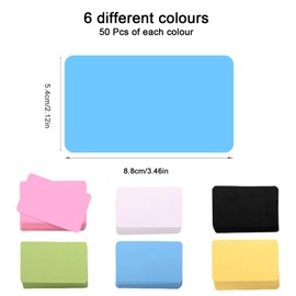 Pack of 300 Blank Kraft Cards, Index Cards, Blank Paper Cards, Business Cards, Flashcards, Memory Cards, Postcards for DIY Information Storage, Black/White/Pink/Yellow/Blue/Green