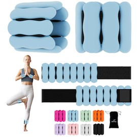 Wrist Weights Adjustable Ankle Weights for Women Men Kids 1lb*2 Silicone Arm & Leg Weighted Bracelet for Yoga Pilates Running Walking Swimming Physical Therapy Strength Training Light Blue