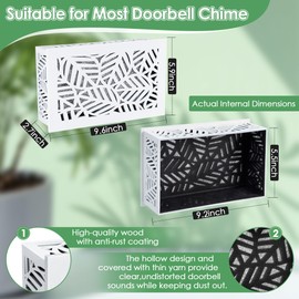 Saillong Doorbell Chime Cover Box Only, Upgrade Thickness Wooden Doorbell Cover Plate Inside House, Decorative Door Bell Box for Indoor/outdoor Home Wall, Easy to Install (White)