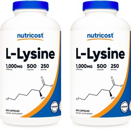 Nutricost Nutricost L-Lysine 500mg (1000mg Serving), 500 Capsules (2 Bottles)
