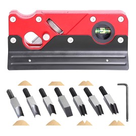 Chamfer Plane, Wood Chamfer Plane with 7 Cutter Heads, Woodworking Edge Corner Flattening Tool with Auxiliary Locator, Woodworking Hand Planer Suitable for Quick Edge Trimming of Wood (Red)
