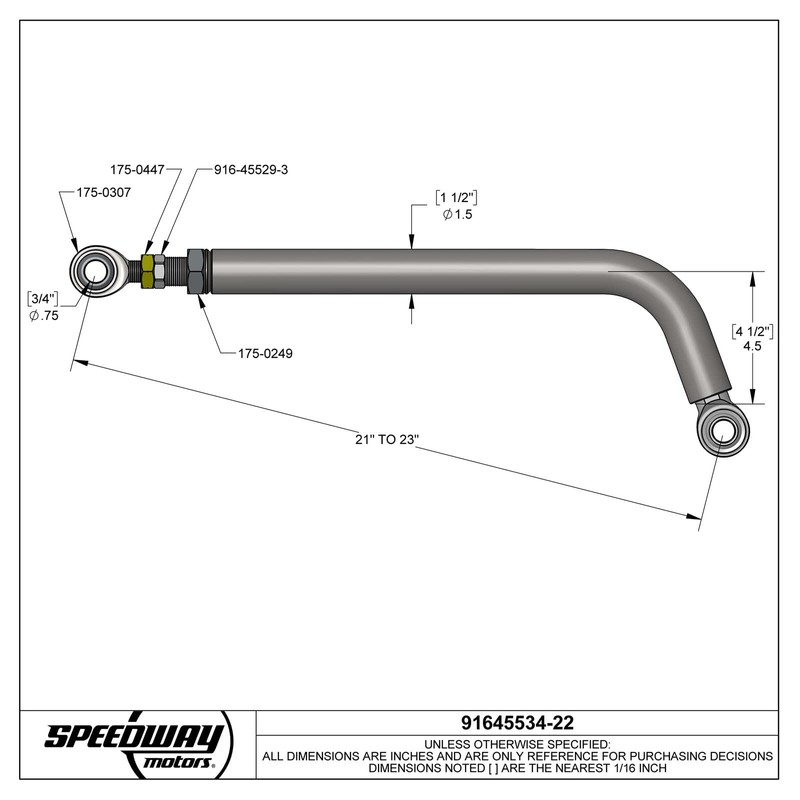 4.5 Bend Lightweight Chrome Moly Adjustable Panhard Bar, 20 In.