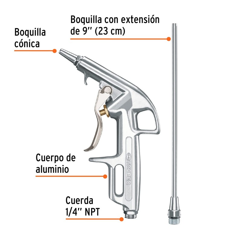 Truper PISO-363, Juego de pistola sopleteadora con 2 boquillas