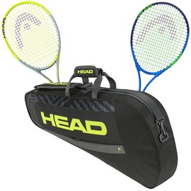 Head Nano Titanium Tour Pro + Ti. Conquest Tennis Racquet Doubles Bundle w a Head Base 3R Tennis Racquet Bag S (Black/Yellow)