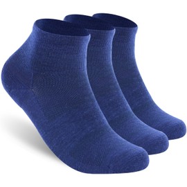 RTZAT Men 90% Merino Wool Ankle Business Casual Moisture Wicking Arch Support Everyday Lightweight Thin Wool Socks, Blue, X-Large