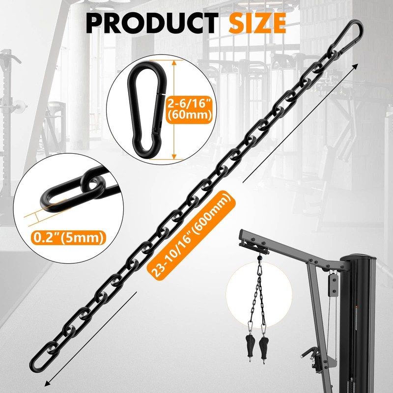 Anobeyi 23.6" Gym Fitness Cable Extension Chain, 304 Stainless Steel