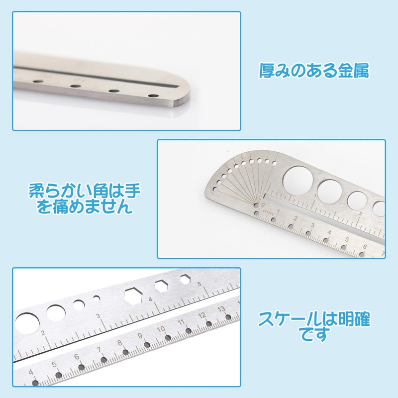 RICISUNG Circular Ruler, Metal Ruler, Multi-functional Ruler, Straight Ruler, Angle