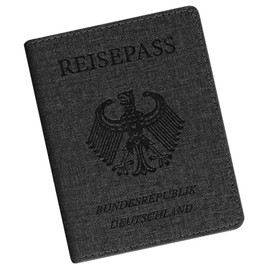 Cinocratic Passport Holder with RFID Blocker, Passport Cover Made of Artificial Leather for Passport, Credit Cards & IDs, Passport Cover for Men and Women, black, Modern