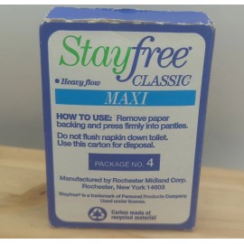 Stayfree Stay Free Classic One Pad Heavy Flow Maxi Vtg NOS From Vending Machine 80's-90's