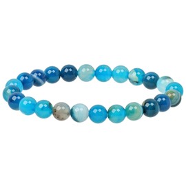 Eledoro Genuine Gemstone Beads, Chakra Bracelet, PowerBead, Stretch Bead Bracelet, 8 mm, 17 centimeters, Gemstone, Agate Blue