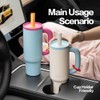 40 oz Insulated Tumbler with Handle & Straw, Stainless Steel