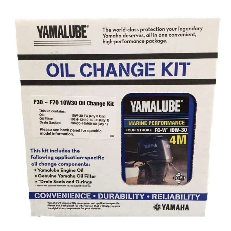 Yamaha Yamalube F30-F70 10W30 Oil Change Kit, #LUB-MRNSM-KT-10