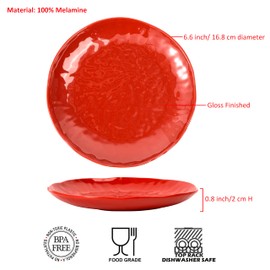 ZAINCA 6.75 inch Melamine Plates, Round Salad Dessert Appetizer Plates for Kitchen, Small Plates, Set of 6 Multicolor Dishwasher Safe Shatter Resistant