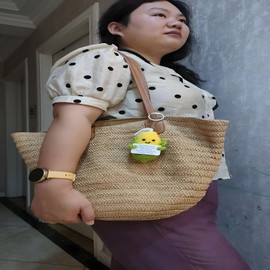 Dtexhif Emotional Support Pickle Crochet Keychain Positive Crochet Animals Vegetables Keychain Inspirational Keychain for Women (Corn)